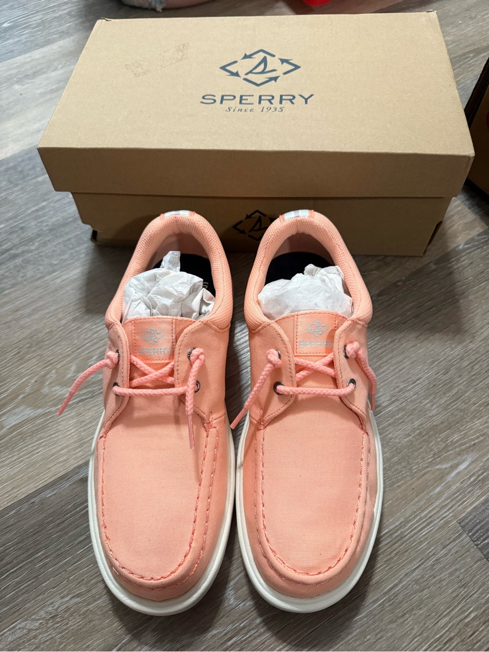 Sperry Coral Canvas Boat Shoes
